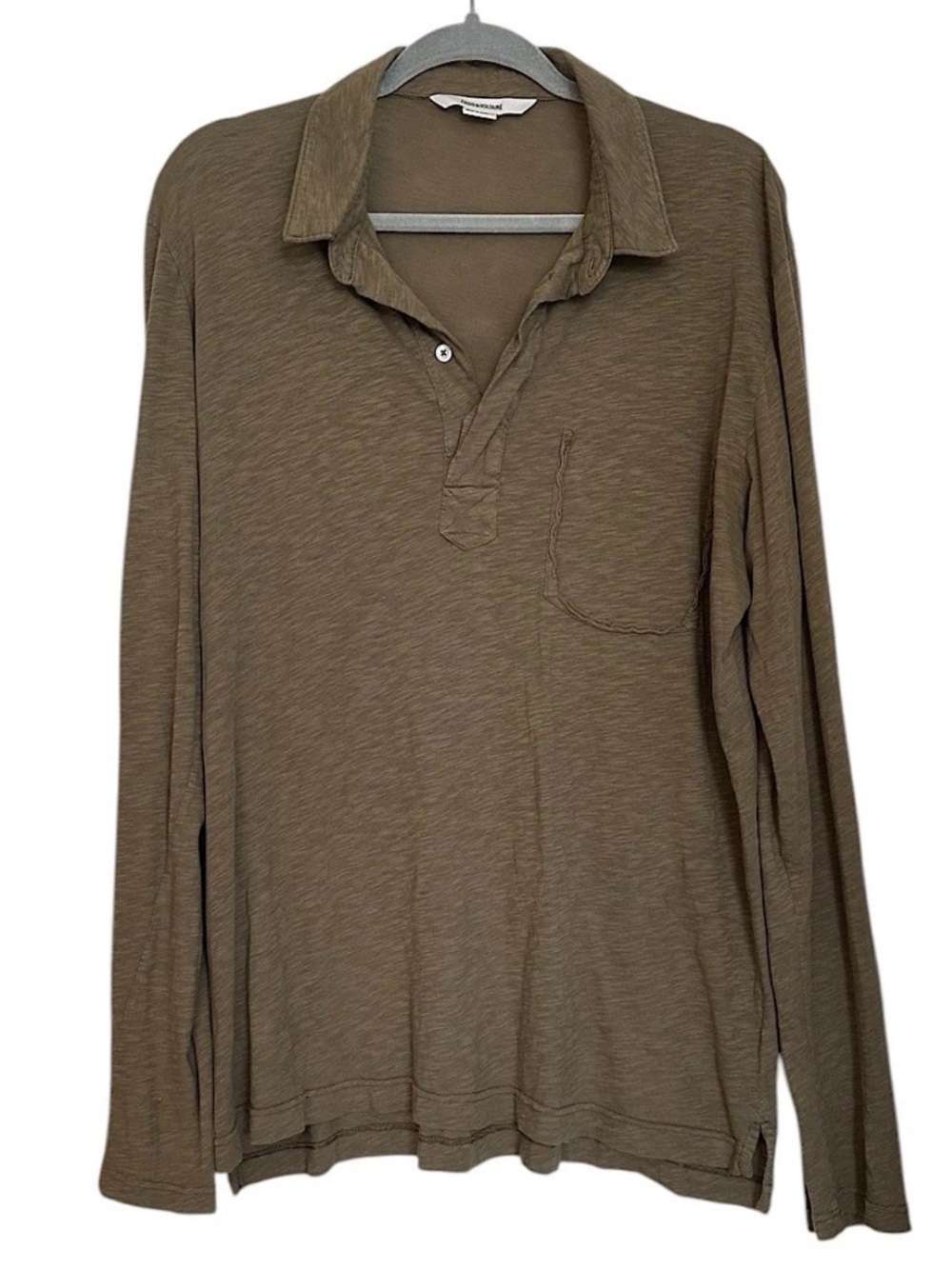 Zadig & Voltaire Men’s Olive Green Polo T-Shirt Hiking Outdoor Lightweight Sz L